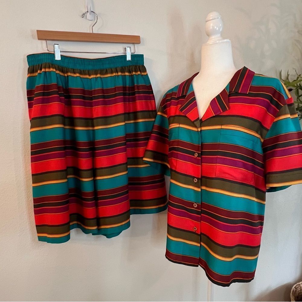 Vintage Russ Shorts And Shirt Rayon Stripes Mixed Sizes Top 16 Shorts 18